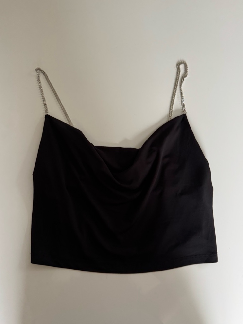 Black Cowl Neck Crop Top
